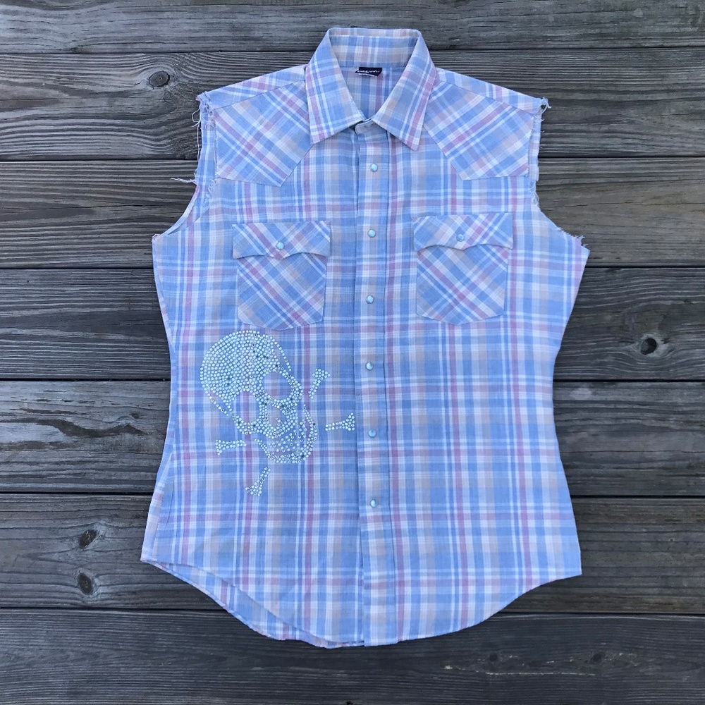 Levis Women Shirt Sleeveless Button Front Multi Co